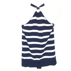 Ann Taylor halter top sleeveless Small Navy white